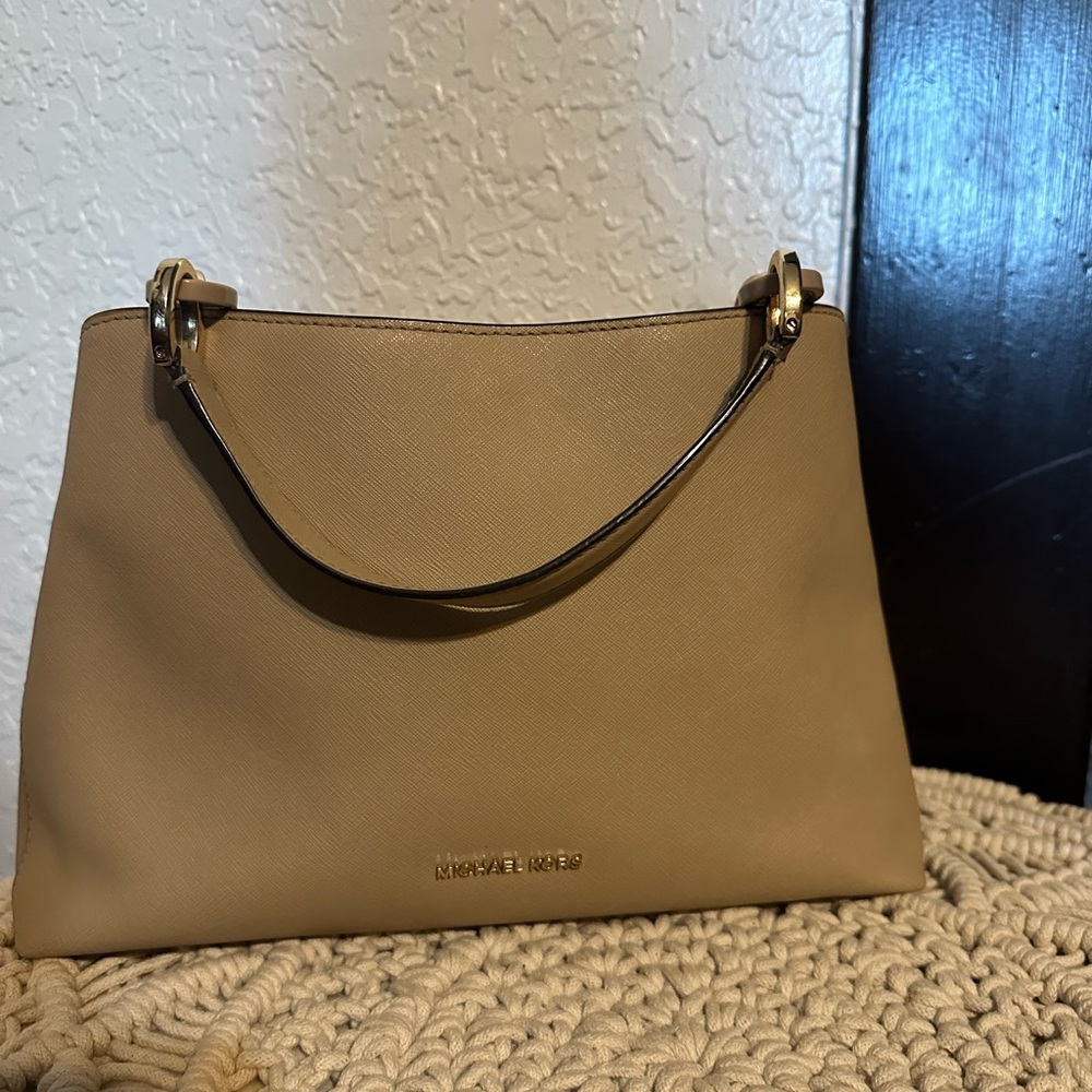 Michael Kors MK Bisque Portia Large Saffiano Leather Shoulder Bag 30T6GPAL3L